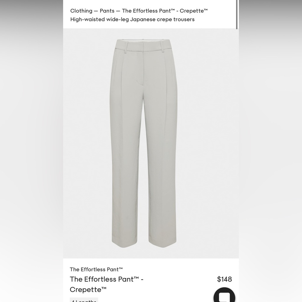 NWT Aritzia Effortless Pants - Ashen size 6 Short